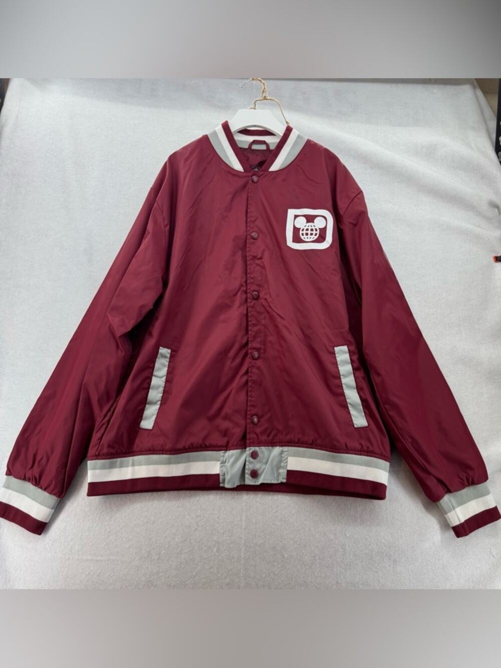 EUC Disney Parks 71 Mickey Mouse Maroon Retro Style Windbreaker Jacket size XL